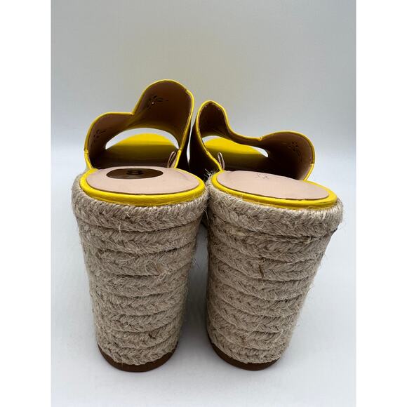 Kate Spade Tenley Espadrille Wedge Mule Sandal Yellow Leather S8311001 Size 8 - Picture 9 of 12